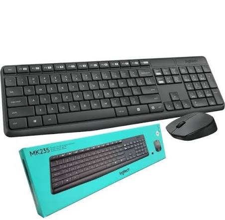 KIT MOUSE E TECLADO LOGITECH MK235 SEM FIO PRETO